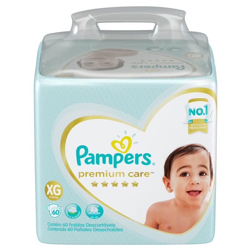 Fralda Pampers Premium Jumbo Care Xg 60un é Aqui Na Barcelos